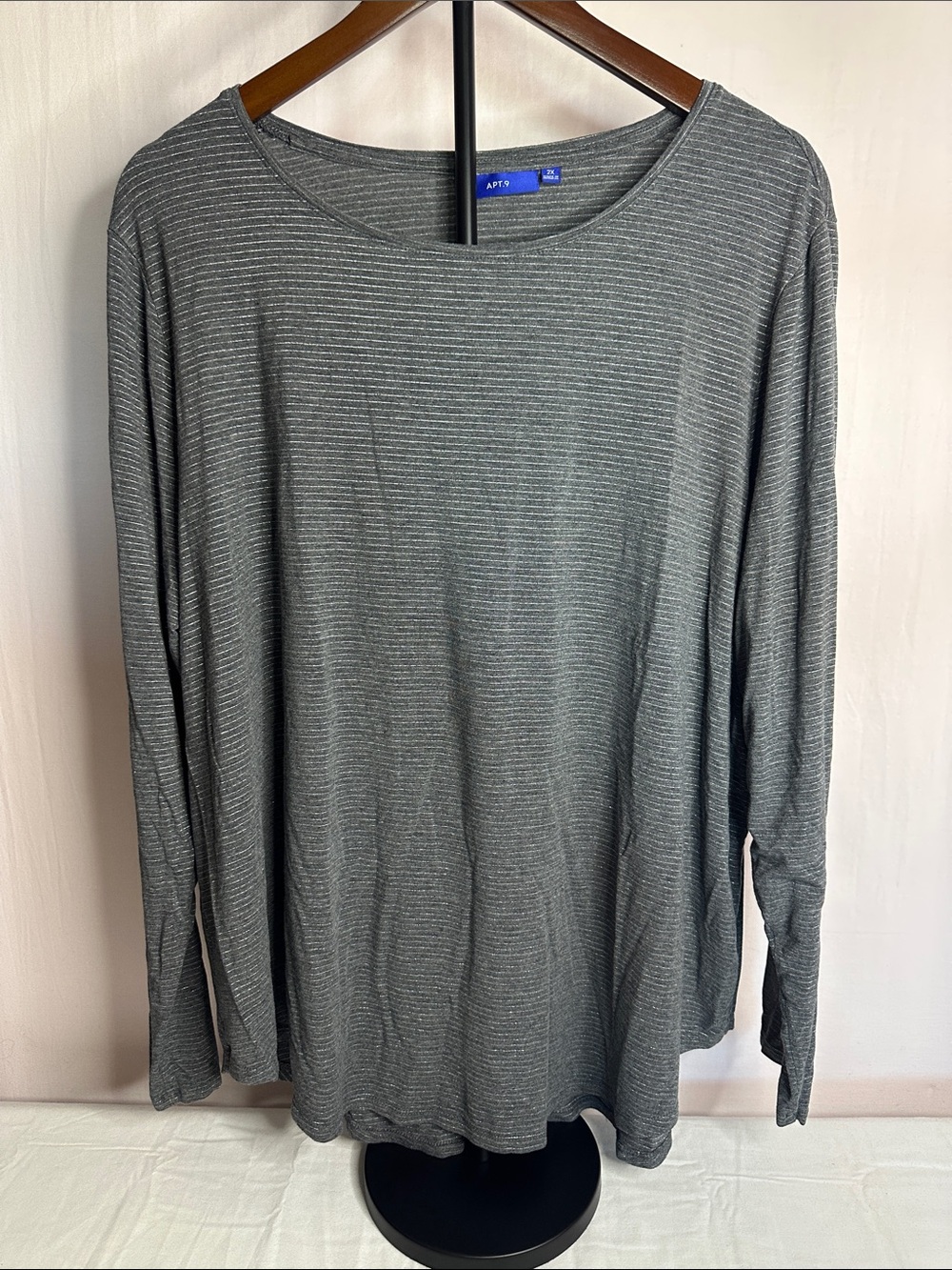 Apt. 9 Men's Heather Gray Thin-Stripe Long Sleeve Shirt